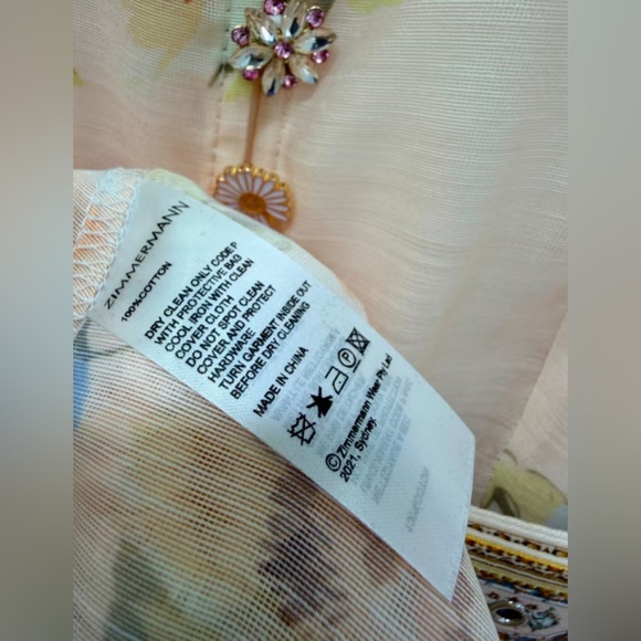 Zimmermann Floral Midi Dress - Cream and Blue - Picture 8 of 8